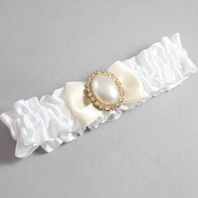 White and Ivory Satin Wedding Garter / White Wedding Garters / Wedding Garter / Custom Wedding Garter / Bridal Garter / Prom Garter / Linda Joyce Couture / Personalized Garter / Personalized Wedding Garter / Personalized Prom Garter