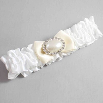 White and Ivory Satin Wedding Garter / White Wedding Garters / Wedding Garter / Custom Wedding Garter / Bridal Garter / Prom Garter / Linda Joyce Couture / Personalized Garter / Personalized Wedding Garter / Personalized Prom Garter