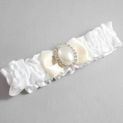 White and Ivory Satin Wedding Garter / White Wedding Garters / Wedding Garter / Custom Wedding Garter / Bridal Garter / Prom Garter / Linda Joyce Couture / Personalized Garter / Personalized Wedding Garter / Personalized Prom Garter