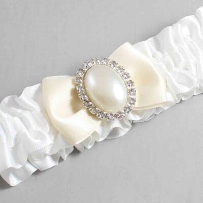 White and Ivory Satin Wedding Garter / White Wedding Garters / Wedding Garter / Custom Wedding Garter / Bridal Garter / Prom Garter / Linda Joyce Couture / Personalized Garter / Personalized Wedding Garter / Personalized Prom Garter