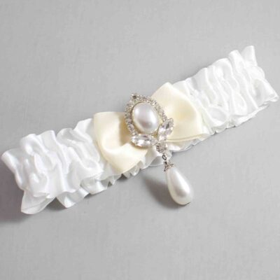 White and Ivory Satin Wedding Garter / White Wedding Garters / Wedding Garter / Custom Wedding Garter / Bridal Garter / Prom Garter / Linda Joyce Couture / Personalized Garter / Personalized Wedding Garter / Personalized Prom Garter