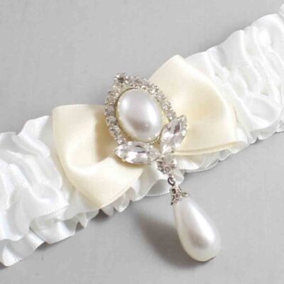 White and Ivory Satin Wedding Garter / White Wedding Garters / Wedding Garter / Custom Wedding Garter / Bridal Garter / Prom Garter / Linda Joyce Couture / Personalized Garter / Personalized Wedding Garter / Personalized Prom Garter