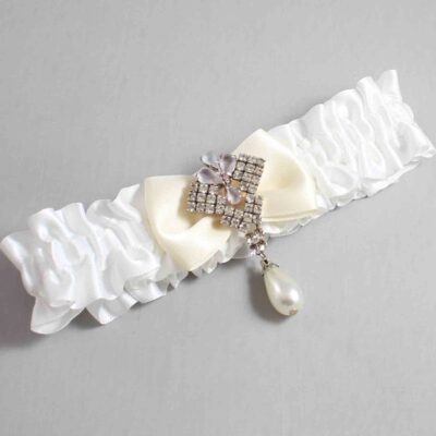White and Ivory Satin Wedding Garter / White Wedding Garters / Wedding Garter / Custom Wedding Garter / Bridal Garter / Prom Garter / Linda Joyce Couture / Personalized Garter / Personalized Wedding Garter / Personalized Prom Garter