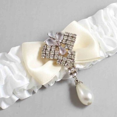 White and Ivory Satin Wedding Garter / White Wedding Garters / Wedding Garter / Custom Wedding Garter / Bridal Garter / Prom Garter / Linda Joyce Couture / Personalized Garter / Personalized Wedding Garter / Personalized Prom Garter