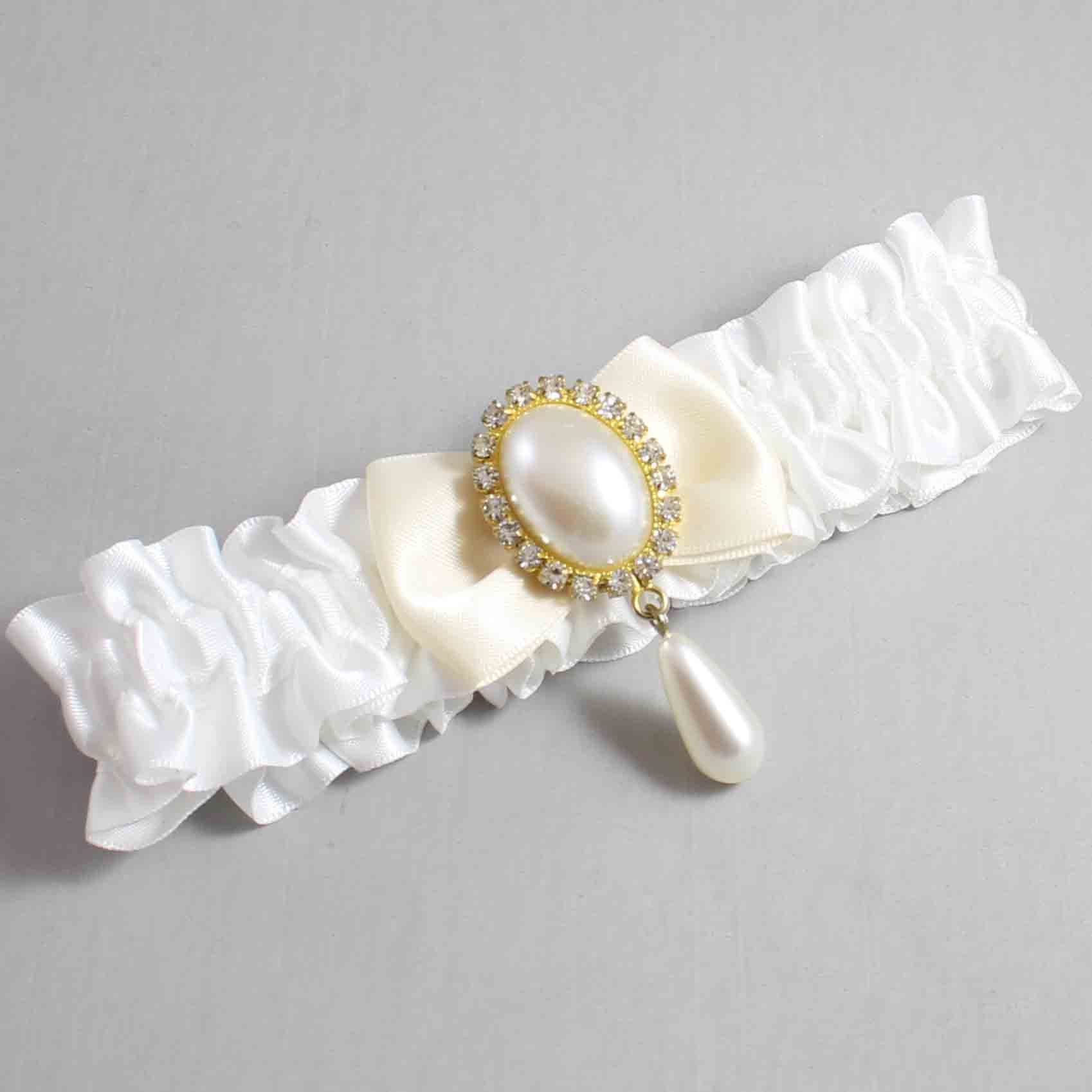 White and Ivory Satin Wedding Garter / White Wedding Garters / Wedding Garter / Custom Wedding Garter / Bridal Garter / Prom Garter / Linda Joyce Couture / Personalized Garter / Personalized Wedding Garter / Personalized Prom Garter