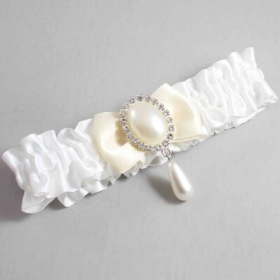 White and Ivory Satin Wedding Garter / White Wedding Garters / Wedding Garter / Custom Wedding Garter / Bridal Garter / Prom Garter / Linda Joyce Couture / Personalized Garter / Personalized Wedding Garter / Personalized Prom Garter