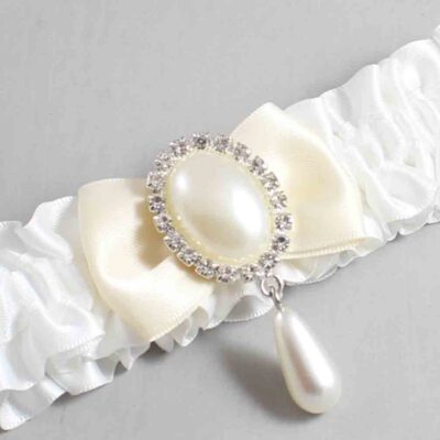 White and Ivory Satin Wedding Garter / White Wedding Garters / Wedding Garter / Custom Wedding Garter / Bridal Garter / Prom Garter / Linda Joyce Couture / Personalized Garter / Personalized Wedding Garter / Personalized Prom Garter