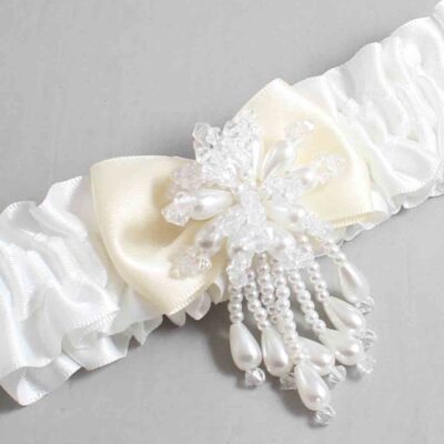 White and Ivory Satin Wedding Garter / White Wedding Garters / Wedding Garter / Custom Wedding Garter / Bridal Garter / Prom Garter / Linda Joyce Couture / Personalized Garter / Personalized Wedding Garter / Personalized Prom Garter