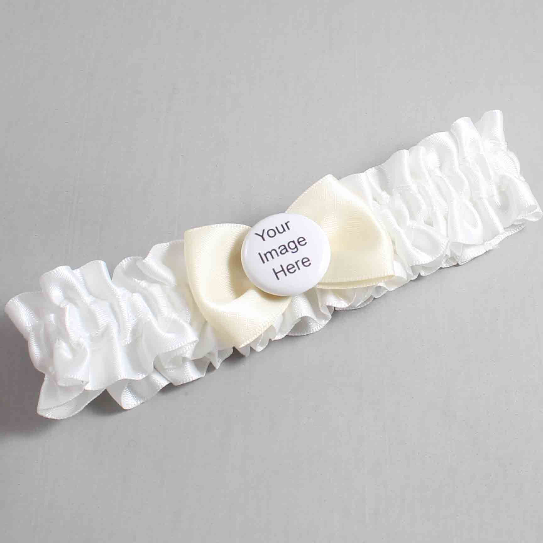 White and Ivory Satin Wedding Garter / White Wedding Garters / Wedding Garter / Custom Wedding Garter / Bridal Garter / Prom Garter / Linda Joyce Couture / Personalized Garter / Personalized Wedding Garter / Personalized Prom Garter