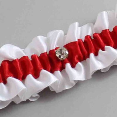 White and Red Satin Wedding Garter / White and Red Wedding Garters / Wedding Garter / Custom Wedding Garter / Bridal Garter / Prom Garter / Linda Joyce Couture / Personalized Garter / Personalized Wedding Garter / Personalized Prom Garter