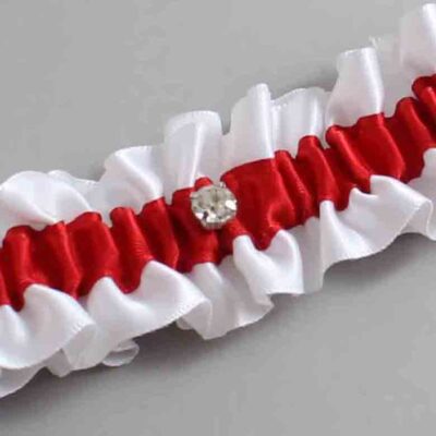 White and Red Satin Wedding Garter / White and Red Wedding Garters / Wedding Garter / Custom Wedding Garter / Bridal Garter / Prom Garter / Linda Joyce Couture / Personalized Garter / Personalized Wedding Garter / Personalized Prom Garter