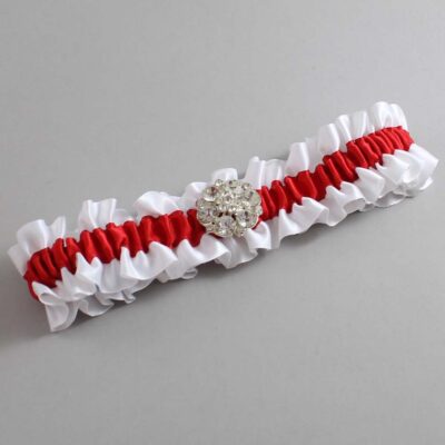 White and Red Satin Wedding Garter / White and Red Wedding Garters / Wedding Garter / Custom Wedding Garter / Bridal Garter / Prom Garter / Linda Joyce Couture / Personalized Garter / Personalized Wedding Garter / Personalized Prom Garter