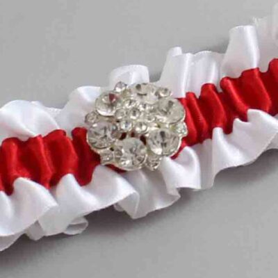 White and Red Satin Wedding Garter / White and Red Wedding Garters / Wedding Garter / Custom Wedding Garter / Bridal Garter / Prom Garter / Linda Joyce Couture / Personalized Garter / Personalized Wedding Garter / Personalized Prom Garter
