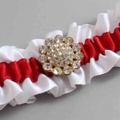 White and Red Satin Wedding Garter / White and Red Wedding Garters / Wedding Garter / Custom Wedding Garter / Bridal Garter / Prom Garter / Linda Joyce Couture / Personalized Garter / Personalized Wedding Garter / Personalized Prom Garter