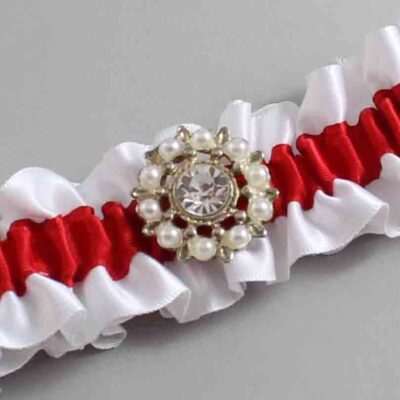 White and Red Satin Wedding Garter / White and Red Wedding Garters / Wedding Garter / Custom Wedding Garter / Bridal Garter / Prom Garter / Linda Joyce Couture / Personalized Garter / Personalized Wedding Garter / Personalized Prom Garter
