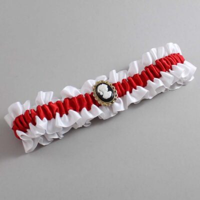 White and Red Satin Wedding Garter / White and Red Wedding Garters / Wedding Garter / Custom Wedding Garter / Bridal Garter / Prom Garter / Linda Joyce Couture / Personalized Garter / Personalized Wedding Garter / Personalized Prom Garter