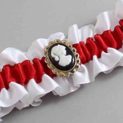 White and Red Satin Wedding Garter / White and Red Wedding Garters / Wedding Garter / Custom Wedding Garter / Bridal Garter / Prom Garter / Linda Joyce Couture / Personalized Garter / Personalized Wedding Garter / Personalized Prom Garter