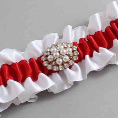 White and Red Satin Wedding Garter / White and Red Wedding Garters / Wedding Garter / Custom Wedding Garter / Bridal Garter / Prom Garter / Linda Joyce Couture / Personalized Garter / Personalized Wedding Garter / Personalized Prom Garter