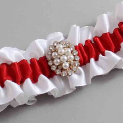 White and Red Satin Wedding Garter / White and Red Wedding Garters / Wedding Garter / Custom Wedding Garter / Bridal Garter / Prom Garter / Linda Joyce Couture / Personalized Garter / Personalized Wedding Garter / Personalized Prom Garter