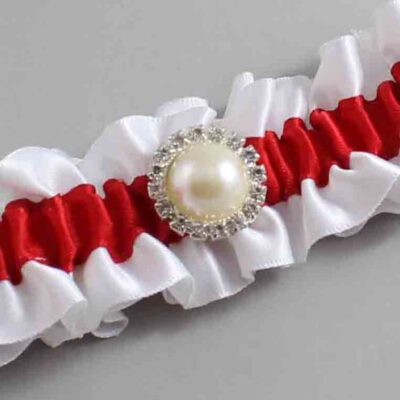 White and Red Satin Wedding Garter / White and Red Wedding Garters / Wedding Garter / Custom Wedding Garter / Bridal Garter / Prom Garter / Linda Joyce Couture / Personalized Garter / Personalized Wedding Garter / Personalized Prom Garter