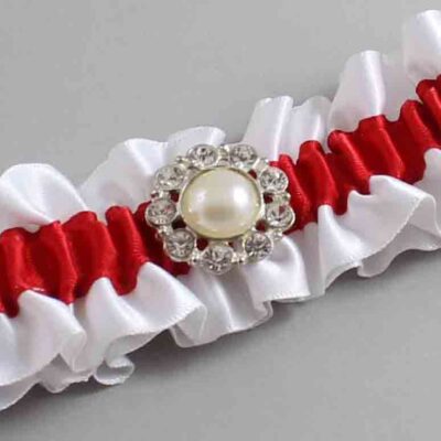 White and Red Satin Wedding Garter / White and Red Wedding Garters / Wedding Garter / Custom Wedding Garter / Bridal Garter / Prom Garter / Linda Joyce Couture / Personalized Garter / Personalized Wedding Garter / Personalized Prom Garter