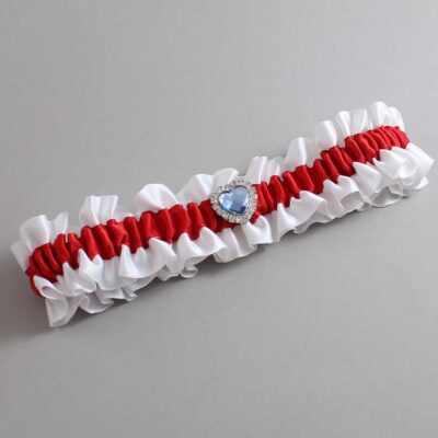 White and Red Satin Wedding Garter / White and Red Wedding Garters / Wedding Garter / Custom Wedding Garter / Bridal Garter / Prom Garter / Linda Joyce Couture / Personalized Garter / Personalized Wedding Garter / Personalized Prom Garter