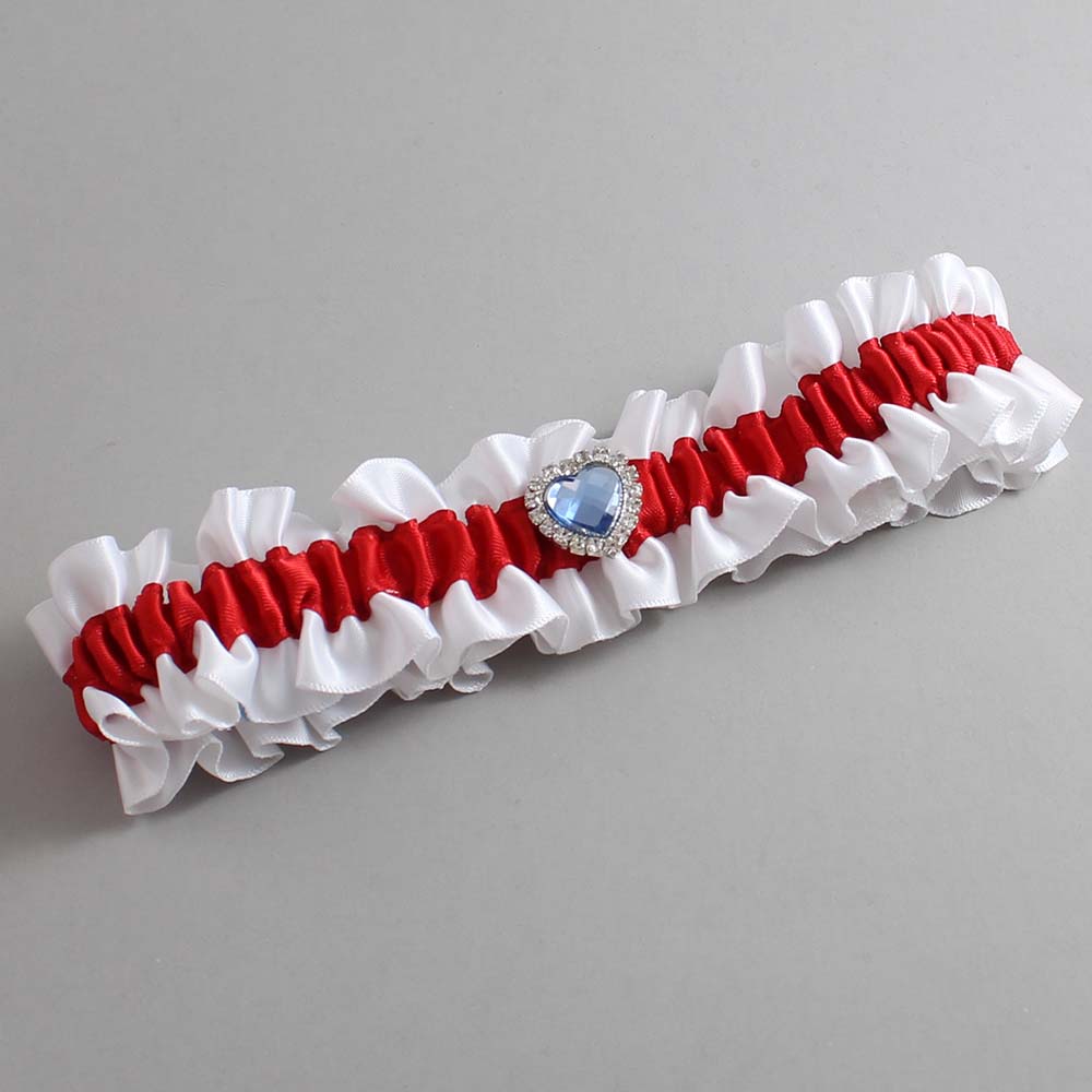 White and Red Satin Wedding Garter / White and Red Wedding Garters / Wedding Garter / Custom Wedding Garter / Bridal Garter / Prom Garter / Linda Joyce Couture / Personalized Garter / Personalized Wedding Garter / Personalized Prom Garter