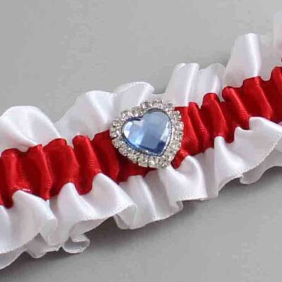 White and Red Satin Wedding Garter / White and Red Wedding Garters / Wedding Garter / Custom Wedding Garter / Bridal Garter / Prom Garter / Linda Joyce Couture / Personalized Garter / Personalized Wedding Garter / Personalized Prom Garter