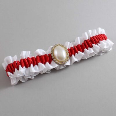 White and Red Satin Wedding Garter / White and Red Wedding Garters / Wedding Garter / Custom Wedding Garter / Bridal Garter / Prom Garter / Linda Joyce Couture / Personalized Garter / Personalized Wedding Garter / Personalized Prom Garter