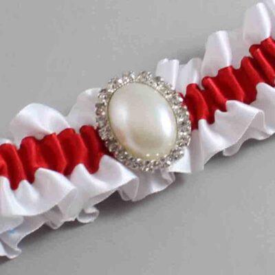 White and Red Satin Wedding Garter / White and Red Wedding Garters / Wedding Garter / Custom Wedding Garter / Bridal Garter / Prom Garter / Linda Joyce Couture / Personalized Garter / Personalized Wedding Garter / Personalized Prom Garter