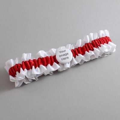 White and Red Satin Wedding Garter / White and Red Wedding Garters / Wedding Garter / Custom Wedding Garter / Bridal Garter / Prom Garter / Linda Joyce Couture / Personalized Garter / Personalized Wedding Garter / Personalized Prom Garter