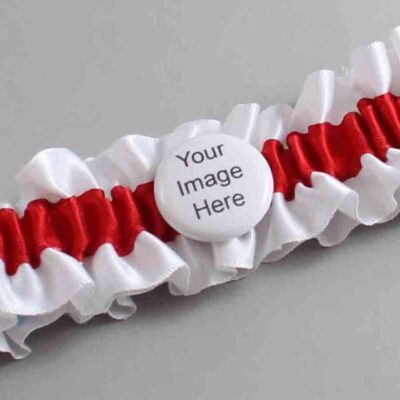 White and Red Satin Wedding Garter / White and Red Wedding Garters / Wedding Garter / Custom Wedding Garter / Bridal Garter / Prom Garter / Linda Joyce Couture / Personalized Garter / Personalized Wedding Garter / Personalized Prom Garter