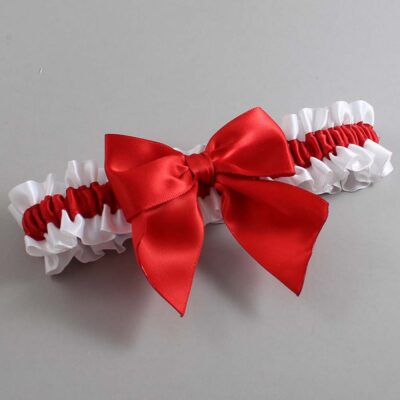 White and Red Satin Wedding Garter / White and Red Wedding Garters / Wedding Garter / Custom Wedding Garter / Bridal Garter / Prom Garter / Linda Joyce Couture / Personalized Garter / Personalized Wedding Garter / Personalized Prom Garter