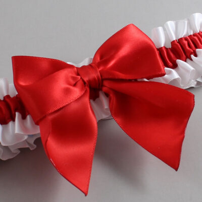 White and Red Satin Wedding Garter / White and Red Wedding Garters / Wedding Garter / Custom Wedding Garter / Bridal Garter / Prom Garter / Linda Joyce Couture / Personalized Garter / Personalized Wedding Garter / Personalized Prom Garter