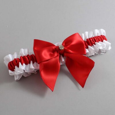 White and Red Satin Wedding Garter / White and Red Wedding Garters / Wedding Garter / Custom Wedding Garter / Bridal Garter / Prom Garter / Linda Joyce Couture / Personalized Garter / Personalized Wedding Garter / Personalized Prom Garter
