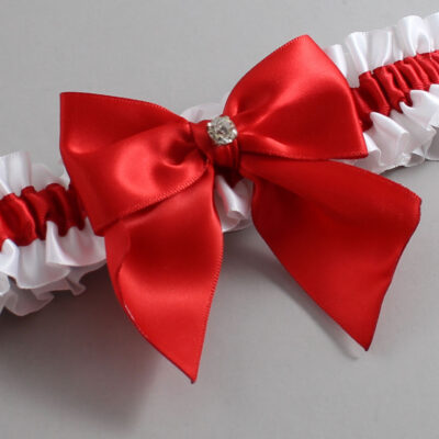 White and Red Satin Wedding Garter / White and Red Wedding Garters / Wedding Garter / Custom Wedding Garter / Bridal Garter / Prom Garter / Linda Joyce Couture / Personalized Garter / Personalized Wedding Garter / Personalized Prom Garter