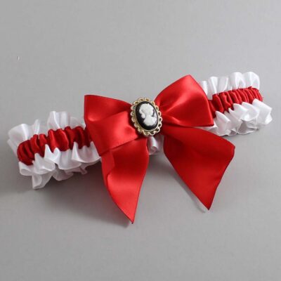 White and Red Satin Wedding Garter / White and Red Wedding Garters / Wedding Garter / Custom Wedding Garter / Bridal Garter / Prom Garter / Linda Joyce Couture / Personalized Garter / Personalized Wedding Garter / Personalized Prom Garter