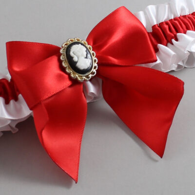 White and Red Satin Wedding Garter / White and Red Wedding Garters / Wedding Garter / Custom Wedding Garter / Bridal Garter / Prom Garter / Linda Joyce Couture / Personalized Garter / Personalized Wedding Garter / Personalized Prom Garter