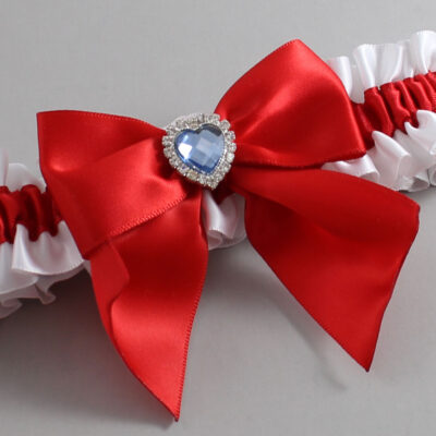 White and Red Satin Wedding Garter / White and Red Wedding Garters / Wedding Garter / Custom Wedding Garter / Bridal Garter / Prom Garter / Linda Joyce Couture / Personalized Garter / Personalized Wedding Garter / Personalized Prom Garter