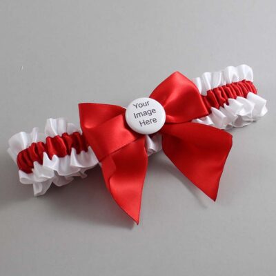 White and Red Satin Wedding Garter / White and Red Wedding Garters / Wedding Garter / Custom Wedding Garter / Bridal Garter / Prom Garter / Linda Joyce Couture / Personalized Garter / Personalized Wedding Garter / Personalized Prom Garter