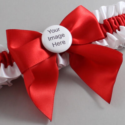 White and Red Satin Wedding Garter / White and Red Wedding Garters / Wedding Garter / Custom Wedding Garter / Bridal Garter / Prom Garter / Linda Joyce Couture / Personalized Garter / Personalized Wedding Garter / Personalized Prom Garter