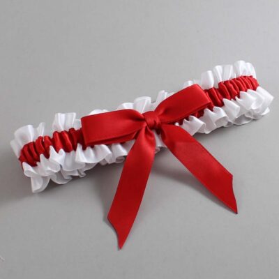 White and Red Satin Wedding Garter / White Wedding Garters / Wedding Garter / Custom Wedding Garter / Bridal Garter / Prom Garter / Linda Joyce Couture / Personalized Garter / Personalized Wedding Garter / Personalized Prom Garter