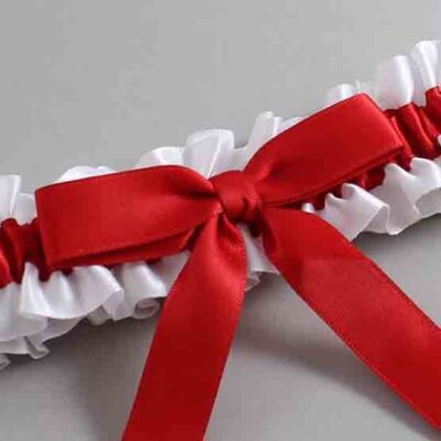 White and Red Satin Wedding Garter / White Wedding Garters / Wedding Garter / Custom Wedding Garter / Bridal Garter / Prom Garter / Linda Joyce Couture / Personalized Garter / Personalized Wedding Garter / Personalized Prom Garter