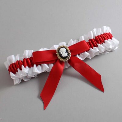 White and Red Satin Wedding Garter / White Wedding Garters / Wedding Garter / Custom Wedding Garter / Bridal Garter / Prom Garter / Linda Joyce Couture / Personalized Garter / Personalized Wedding Garter / Personalized Prom Garter
