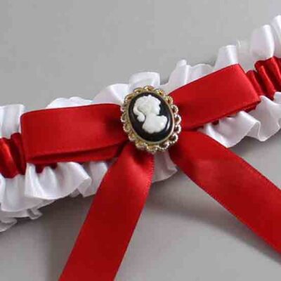 White and Red Satin Wedding Garter / White Wedding Garters / Wedding Garter / Custom Wedding Garter / Bridal Garter / Prom Garter / Linda Joyce Couture / Personalized Garter / Personalized Wedding Garter / Personalized Prom Garter