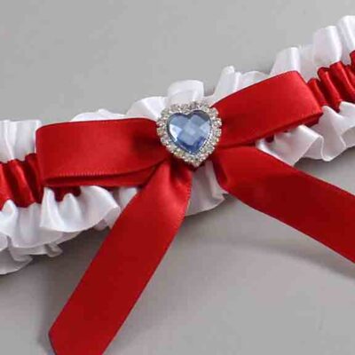 White and Red Satin Wedding Garter / White Wedding Garters / Wedding Garter / Custom Wedding Garter / Bridal Garter / Prom Garter / Linda Joyce Couture / Personalized Garter / Personalized Wedding Garter / Personalized Prom Garter