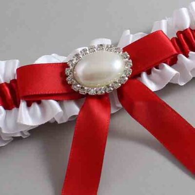 White and Red Satin Wedding Garter / White Wedding Garters / Wedding Garter / Custom Wedding Garter / Bridal Garter / Prom Garter / Linda Joyce Couture / Personalized Garter / Personalized Wedding Garter / Personalized Prom Garter