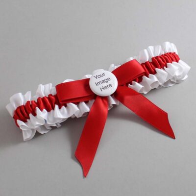 White and Red Satin Wedding Garter / White Wedding Garters / Wedding Garter / Custom Wedding Garter / Bridal Garter / Prom Garter / Linda Joyce Couture / Personalized Garter / Personalized Wedding Garter / Personalized Prom Garter