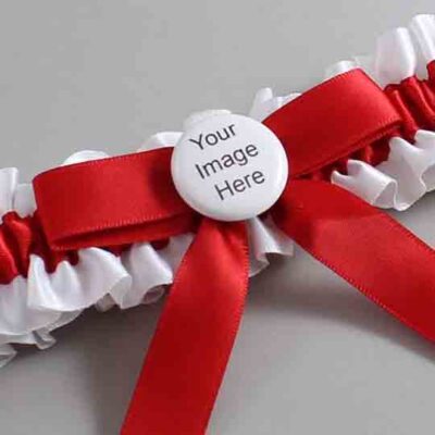 White and Red Satin Wedding Garter / White Wedding Garters / Wedding Garter / Custom Wedding Garter / Bridal Garter / Prom Garter / Linda Joyce Couture / Personalized Garter / Personalized Wedding Garter / Personalized Prom Garter