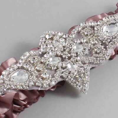Cameo Satin Wedding Garter / Solid Pink Wedding Garters / Lorine # (146-146)-01-A09-Silver